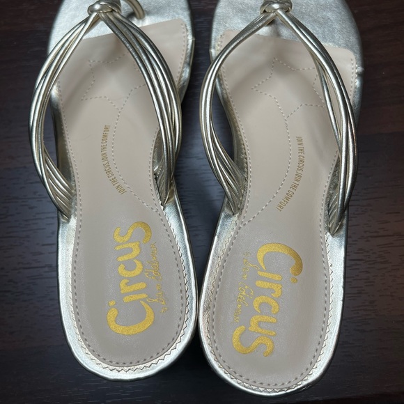 Circus by Sam Edelman Ruby Gold Tone Braided Cork Wedge Platform Sandal 8.5 - Picture 7 of 9